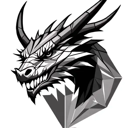 Viking Dragon Head Emerging Into Geometric Design Incorporating