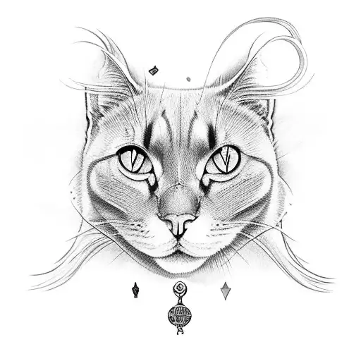 Black Cat Surrounded By Tarot Cards And Runes