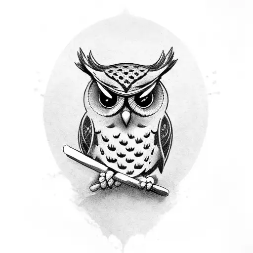 Owl Holding Spear And Olive Branch