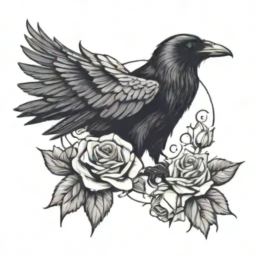 Raven Holding A Rose