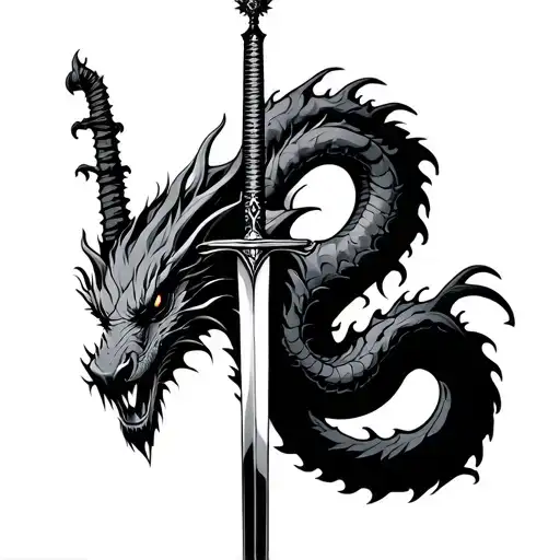 Sword Piercing Through Dragon