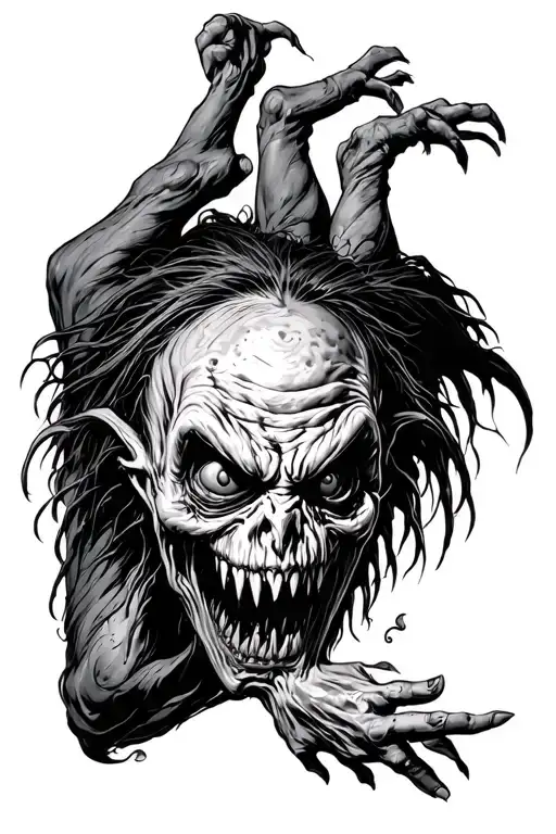 Scary Monster Peeking Upside Down