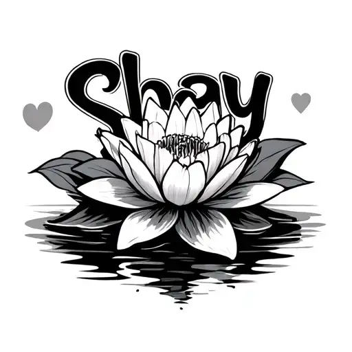 The Word Shay In Graffiti With A Water Lily Flower And Heart