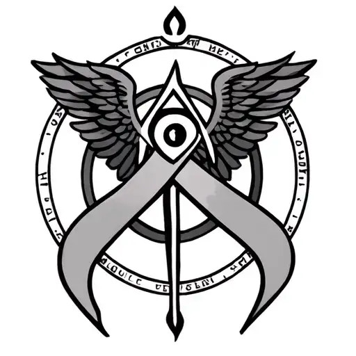 Breast Cancer Survivor Symbol Intertwined With Catholic Protection Symbol And Eye Of Providence