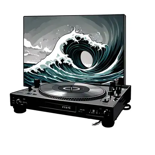 An Ocean Wave Transforming Into A Dj Turntable