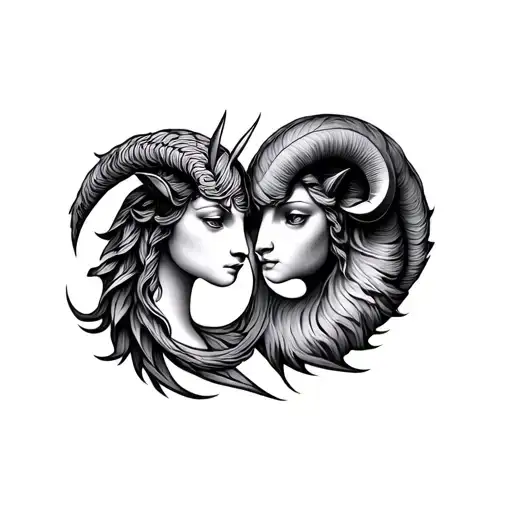 Virgo And Aries Zodiac Sign Intertwined Symbolizing