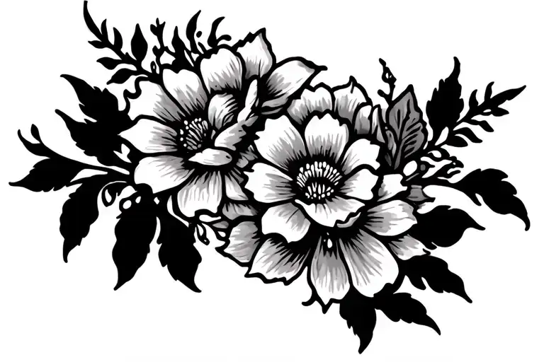 Tattoo Of The Year 1987 With Floral Coming From Each Side To Fit Under Knew