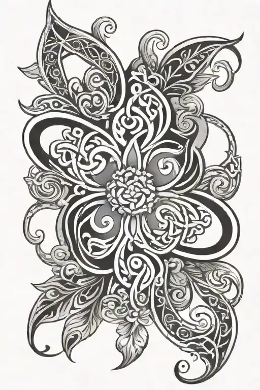 Floral Celtic Pattern With Elements