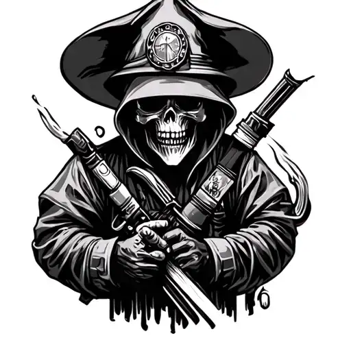 Grim Reaper Firefighter Tatto