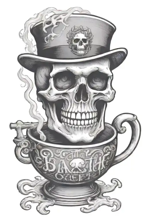 Skull Mug With Rising Steam That Says Death Before Decaf
