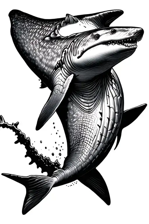 Black And White Animals In A Whale Shark Outline