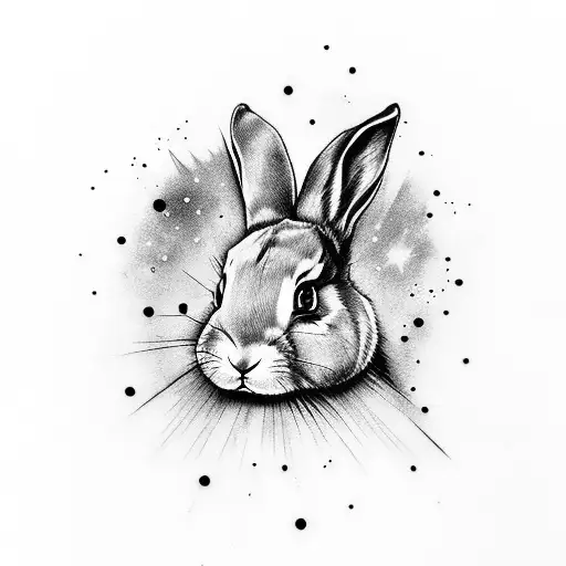 Bunny Cut Int Half With Galaxy In The Middle Of Its Body