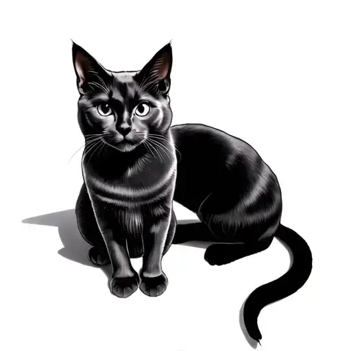 Microrealism Tall Grey Cat Sitting Next To Black Cat