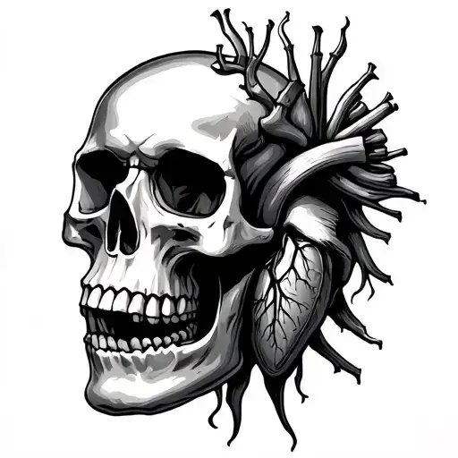 Skull And Anatomical Heart