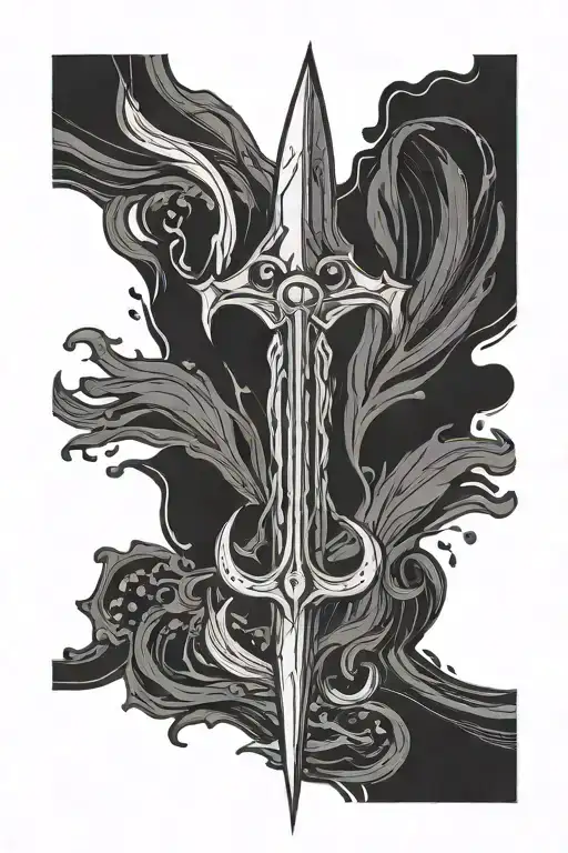Trident Simple Line Drawing