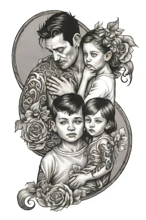 2 Children And Husband Son Daughter