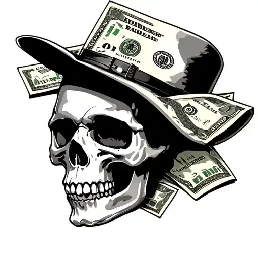 Skull And Cash And Texas Outline