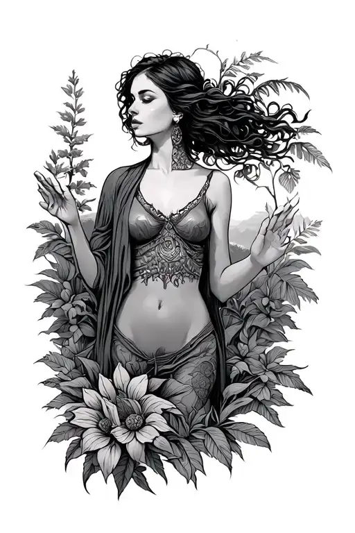 Nature And Woman Standing Proudly