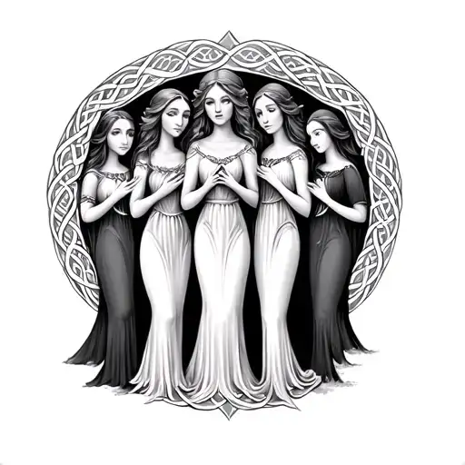 Celtic Mother Daughter Tattoo With Five Daughters