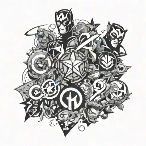 A Collage Of Various Marvel Super Hero Symbols