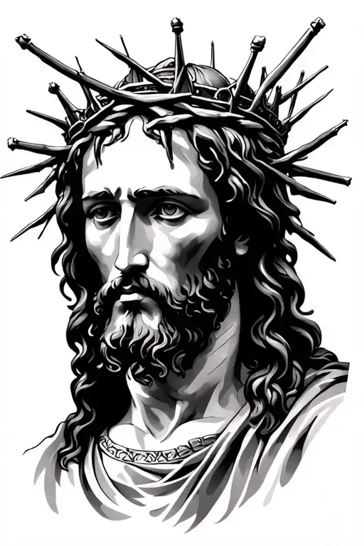 Jesus With The Crown Of Thorns On His Head