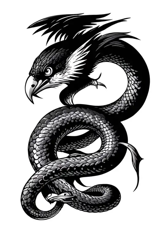 Sword Snake Bird Old School American Tattoo Design