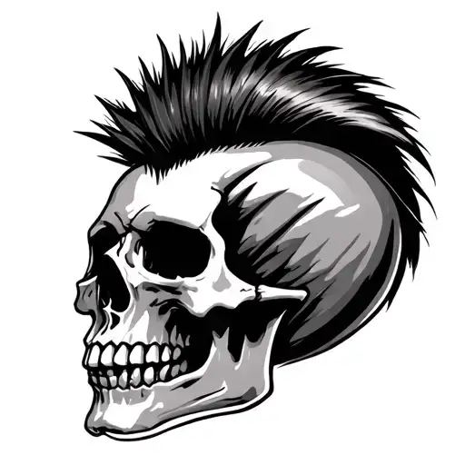 A Skull With A Mohawk Hair