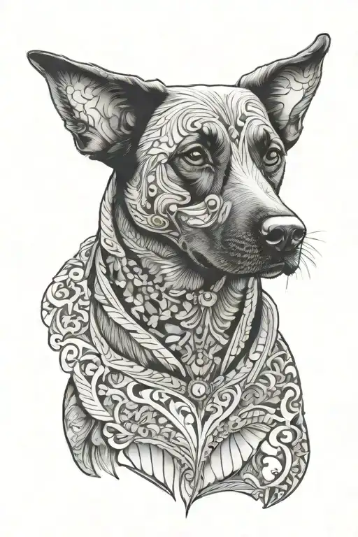 Lab Dog Portrait Hidden Within An Intricate Patterns