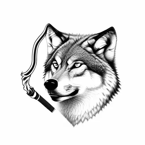 Wolf Smoking A Tabacco Pipe
