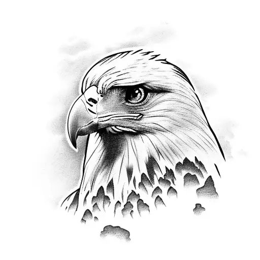 Buildings And Eagle Above