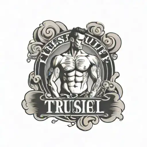 Topless Muscular Male With Slogan Trust Yourself