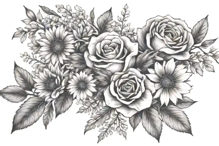 Birth Flower Bouquet With Roman Numerals