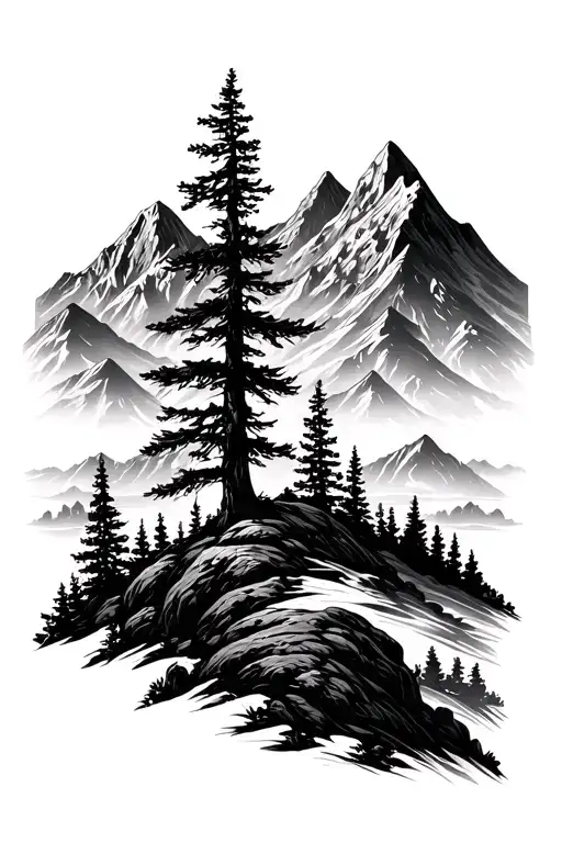 Trees And Mountain Range Surrounded