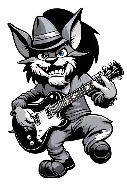 Cartoon Taz With Les Paul Guitar