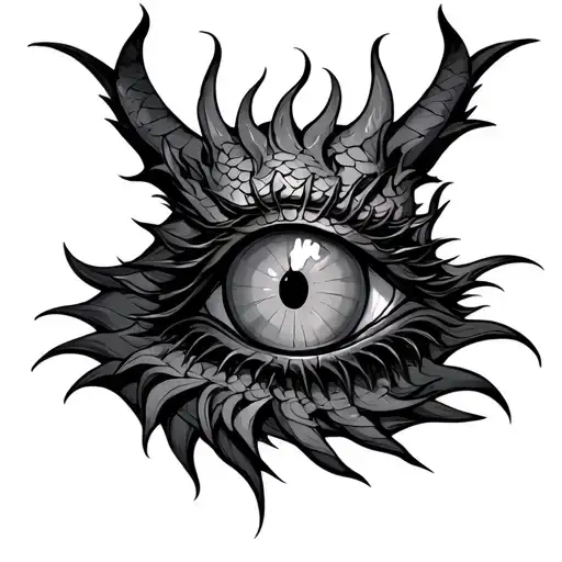 Dragon Eye With Scales Adorned In Armor