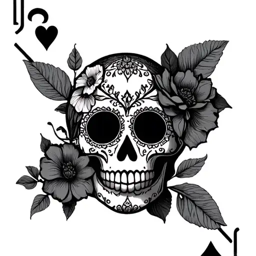 Sugar Skull Posed Like Lover Tarot Card