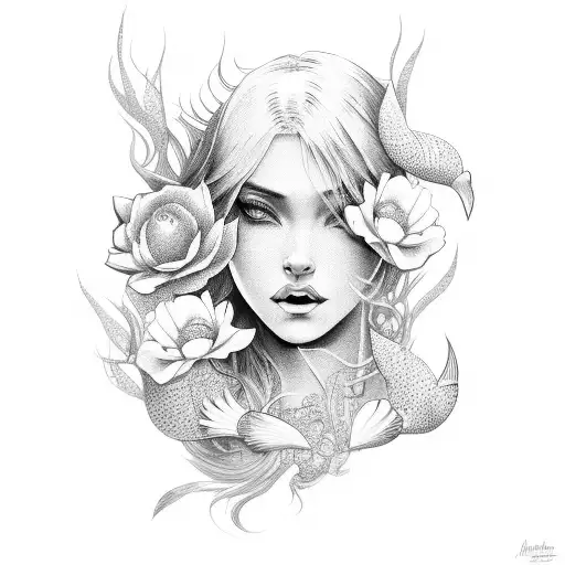 Mermaid With Flowers