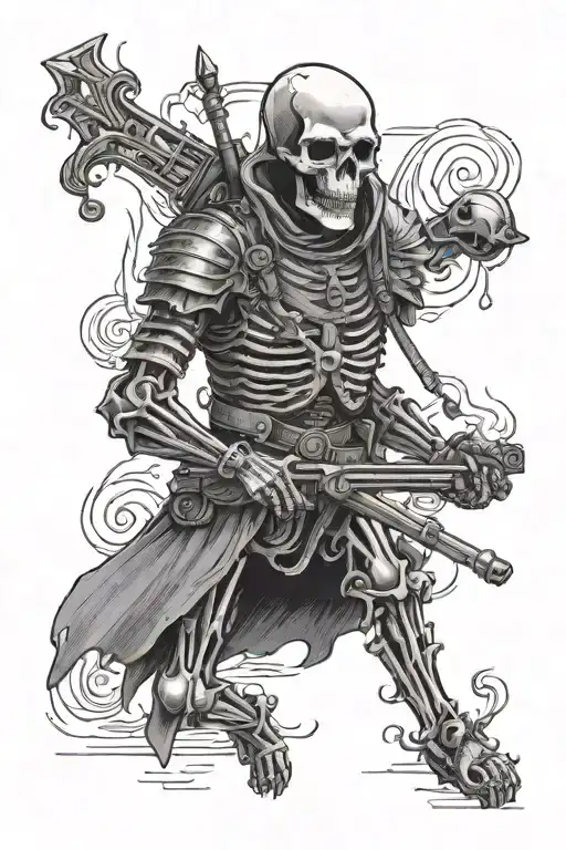 Tarot Card With A Indirect Fire Infantryman As A Skeleton