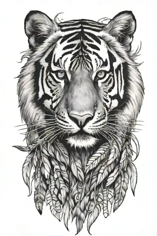 Tiger With Feathers Dangling