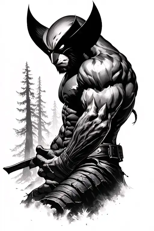 Wolverine And Forest Scene