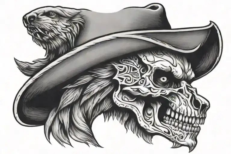 Wolf Outlaw Skull Cowboy