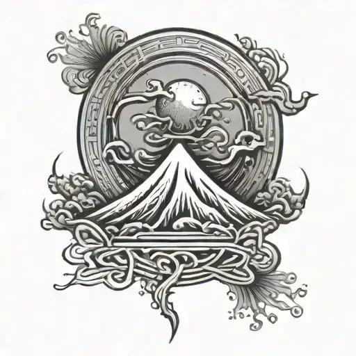 Volcano Korean Circular Calligraphy