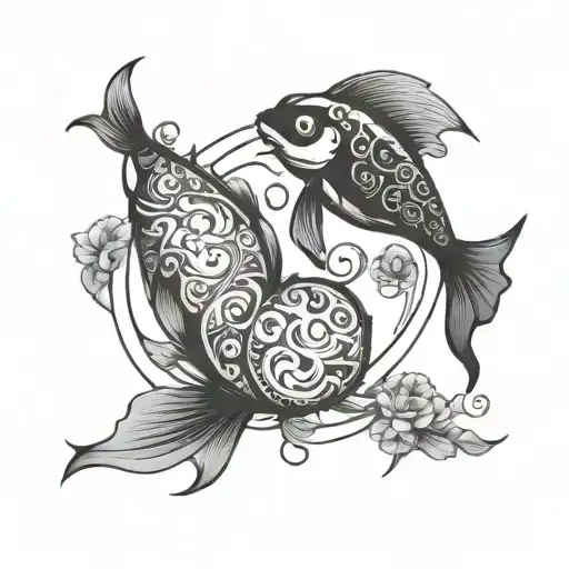 Pisces With Yin Yang Design