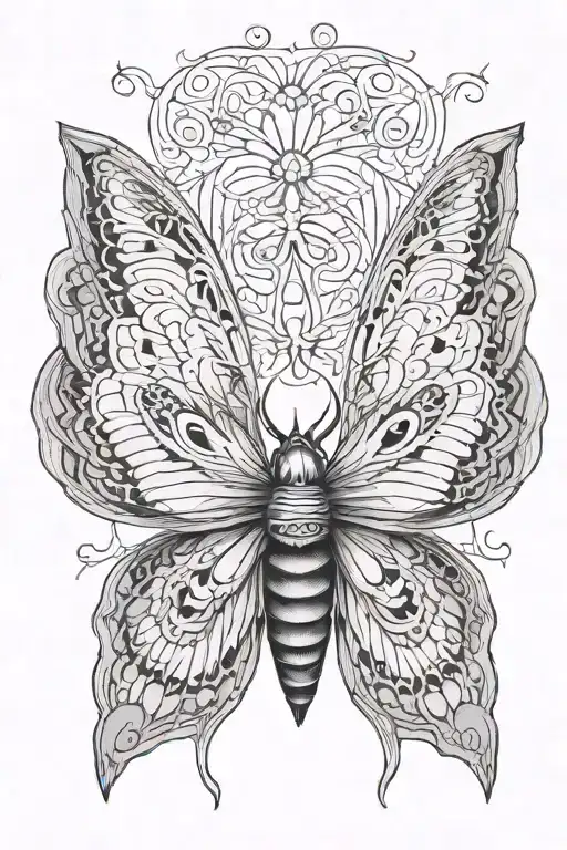 Death Moth Open Wings Spread