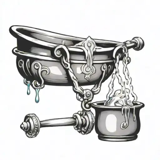 Aquarius Water Bucket Pouring Down Onto Libra Scales