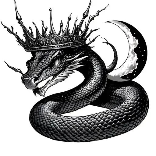 Snake With A Moon Crown