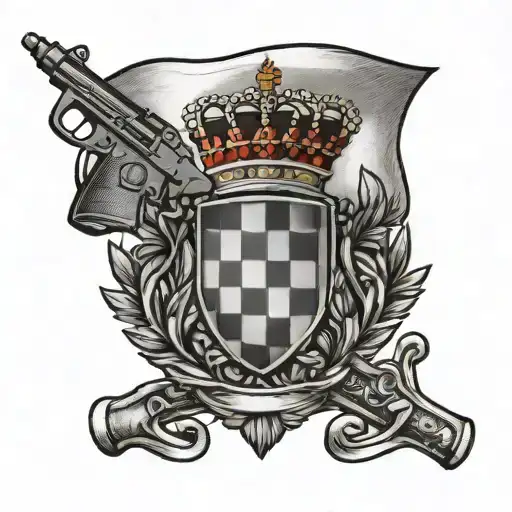 Croatia Flag And Gun