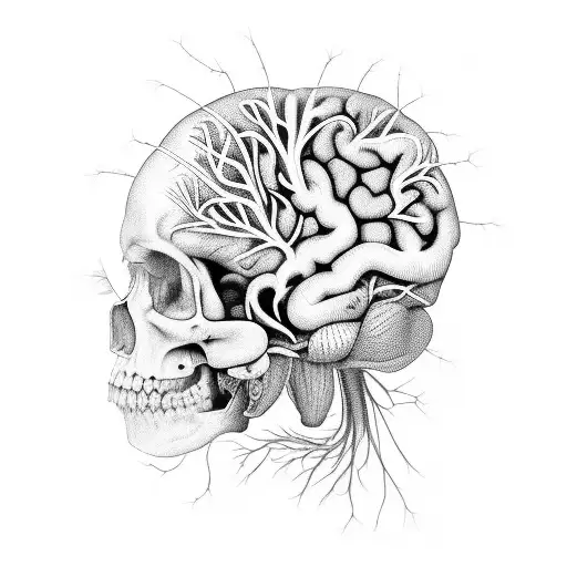 Flowers Growing From A Brain While Darkness Eats It From Underneath