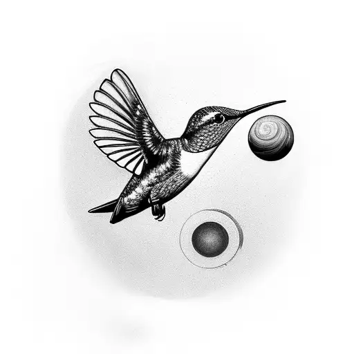 Two Hummingbirds Flying Around A Sun