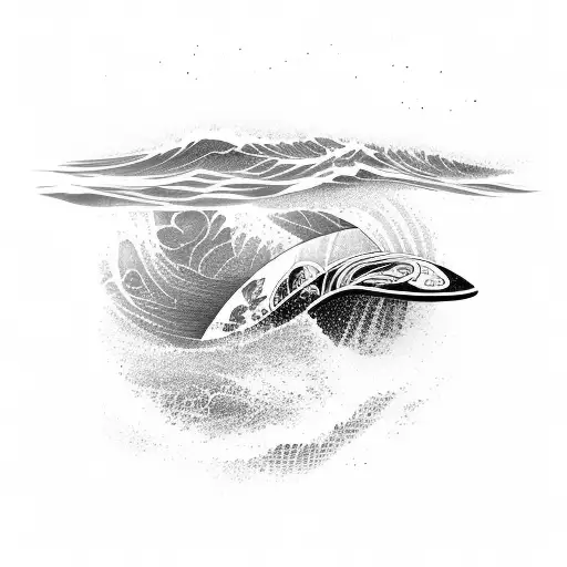 Abstract Representation Of A Surfboard With Ocean Waves